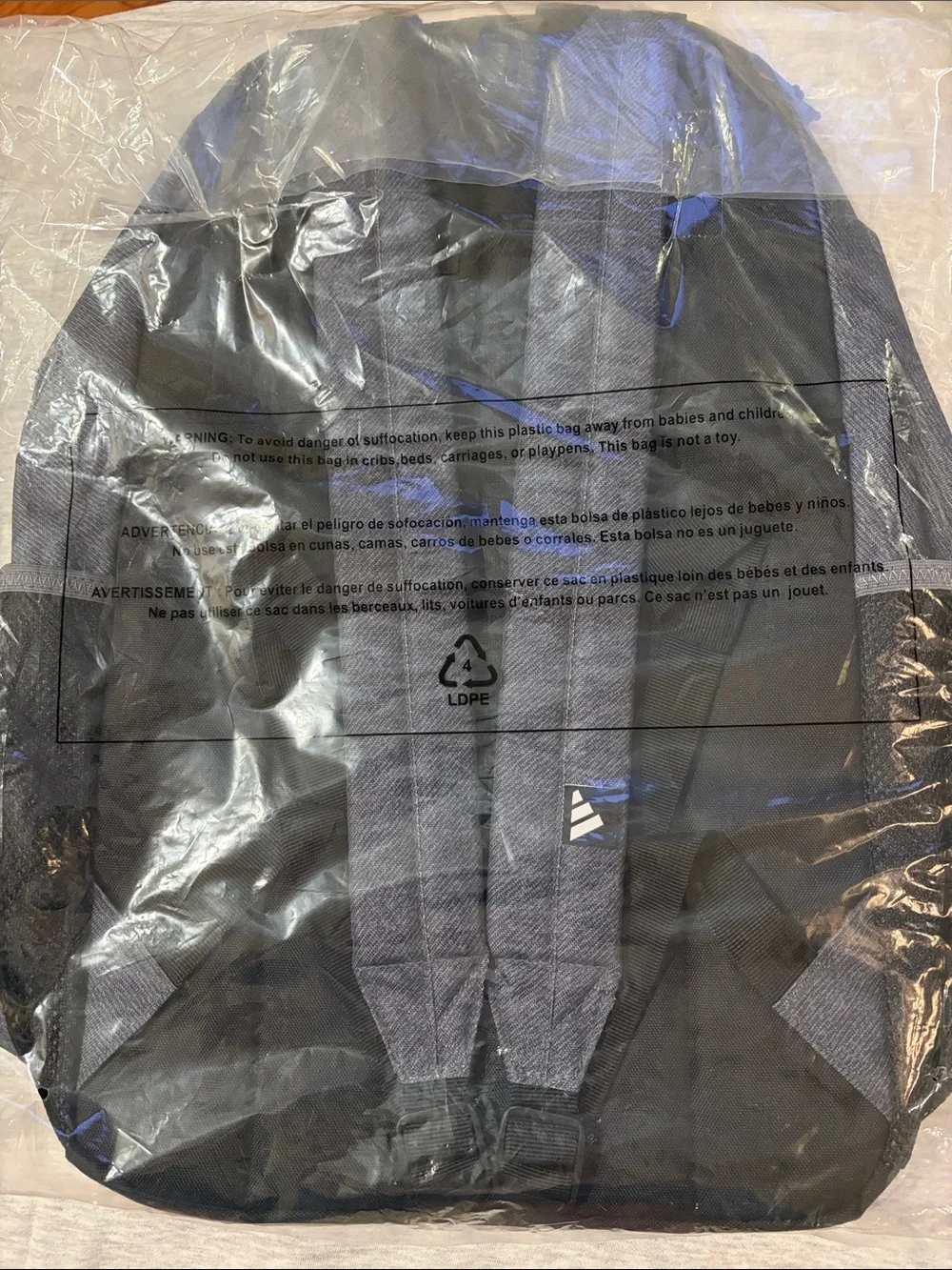 adidas Gray/Black Twill Classic 3S 5 Backpack/NWT